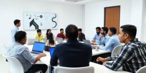 Students engaged in digital marketing training session in Patna.